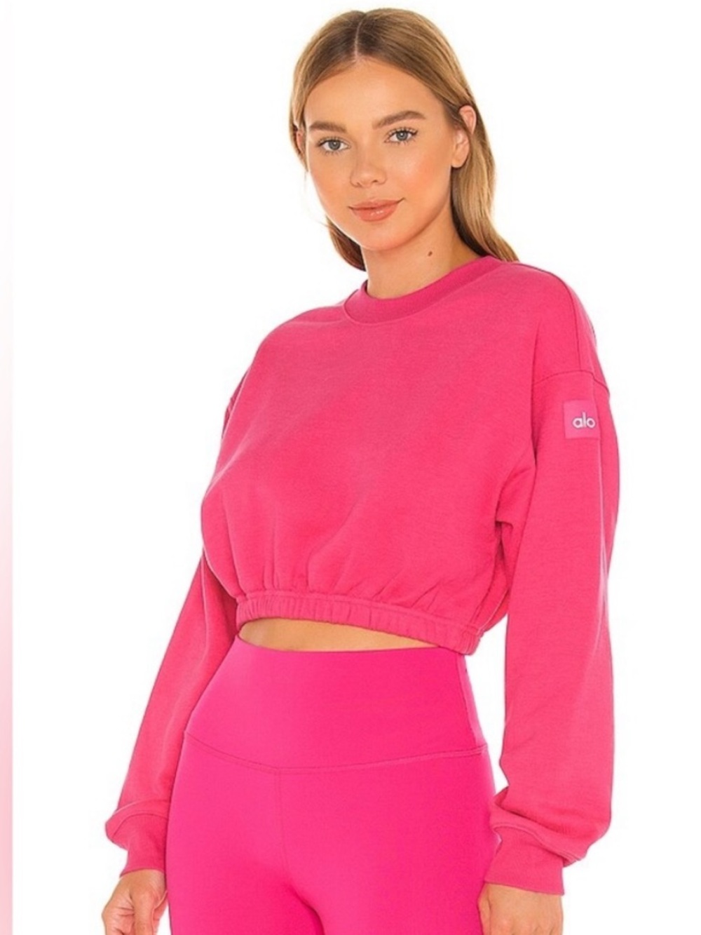 ALO Yoga Hot Pink Devotion Crew Neck